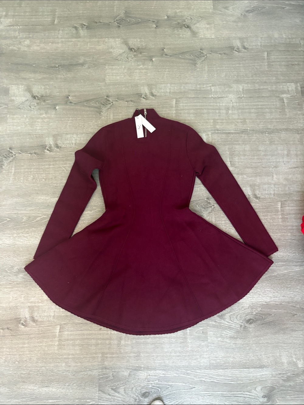 Fleur du Mal Ribbed Zip Pullover Dress - Wine